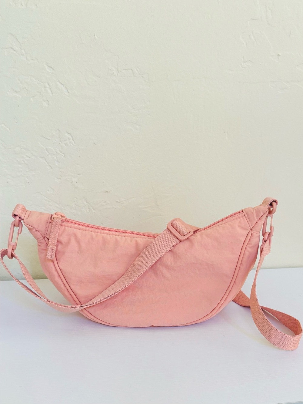 Uniqlo Round Ultra Mini Shoulder Bag Coral Pink Athleisure Crossbody Bag